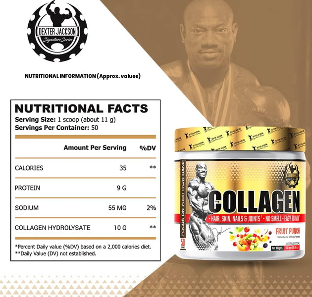 Dexter Gold Series Collagen - Supports Skin, Hair, Nails, and Joint Health (550g, 50 Servings)