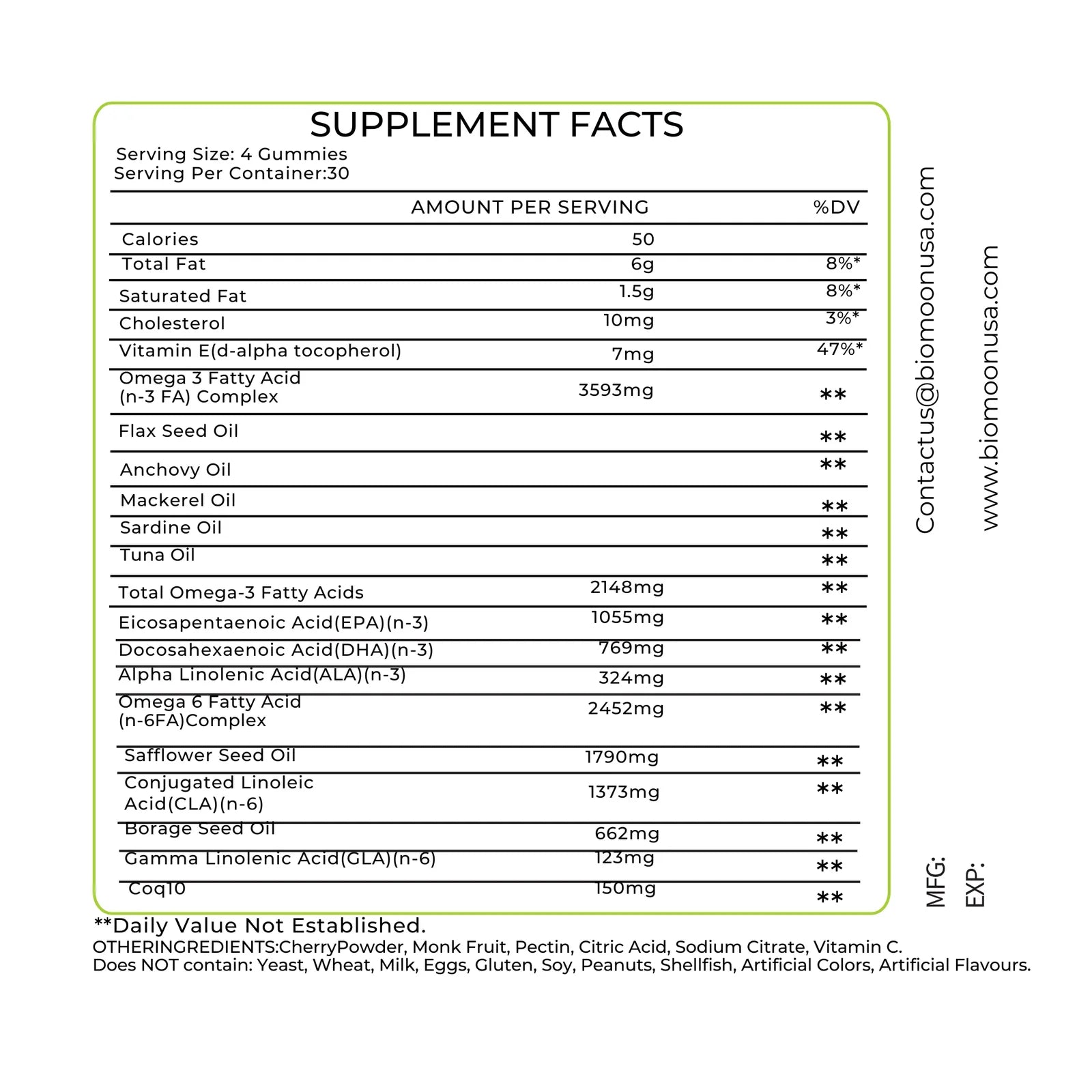 Bio Moon Omega 3 Gummies – Heart, Brain – Cherry Flavor