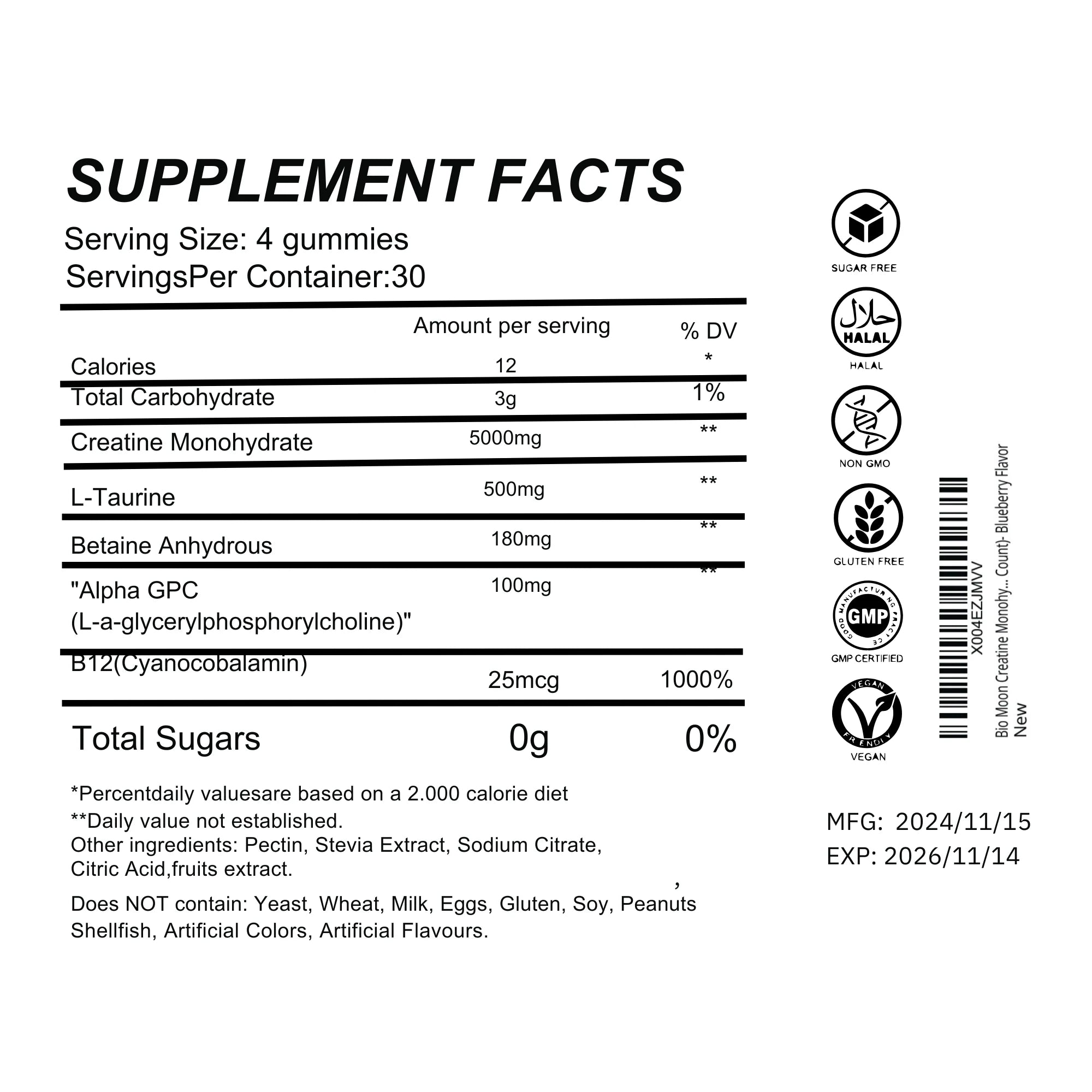 Bio Moon Creatine Hardcore Monohydrate Gummies