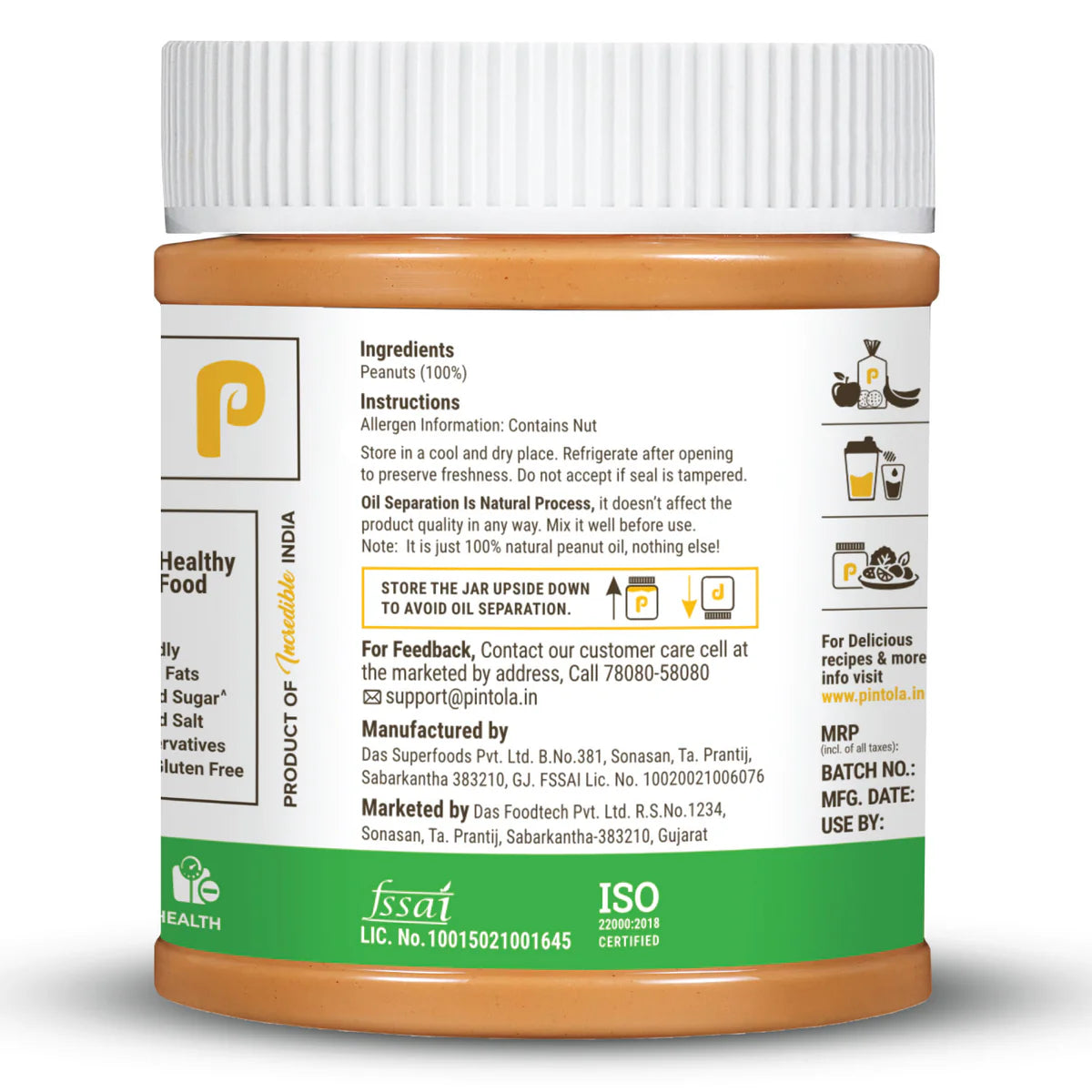 Pintola All Natural Peanut Butter 340g