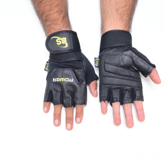 Baryar Wrist Support Gloves, Genuine Leather Black