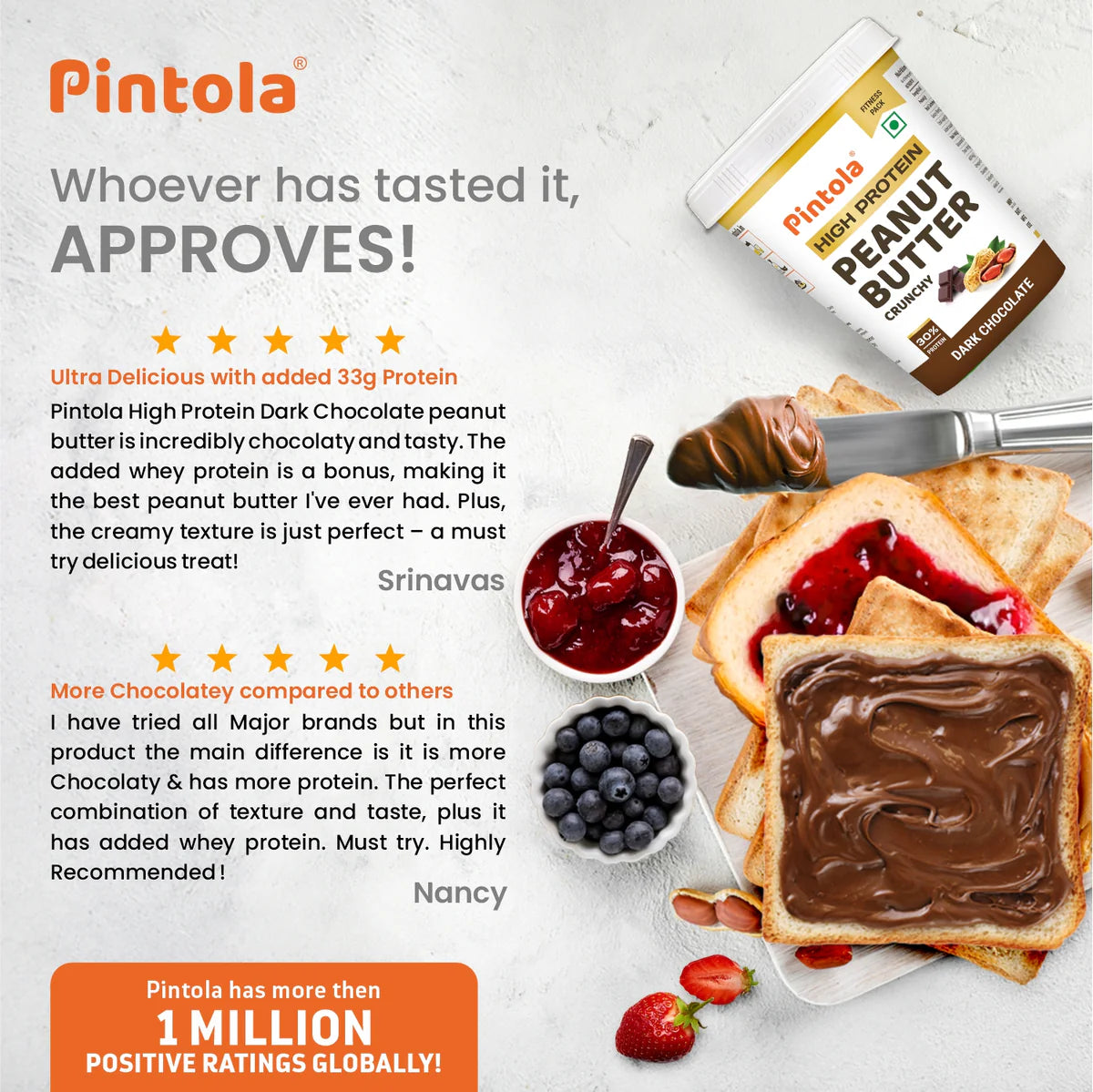 Pintola High Protein Dark Chocolate Peanut Butter 340g