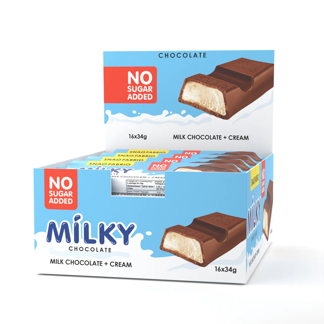 SNAQ FABRIQ-Milky Chocolate Bars with Filling 34g 16peice