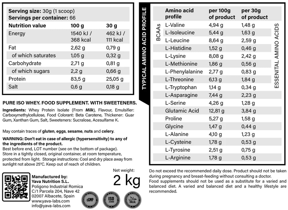 Yava Labs Pure Iso Whey 2 kg