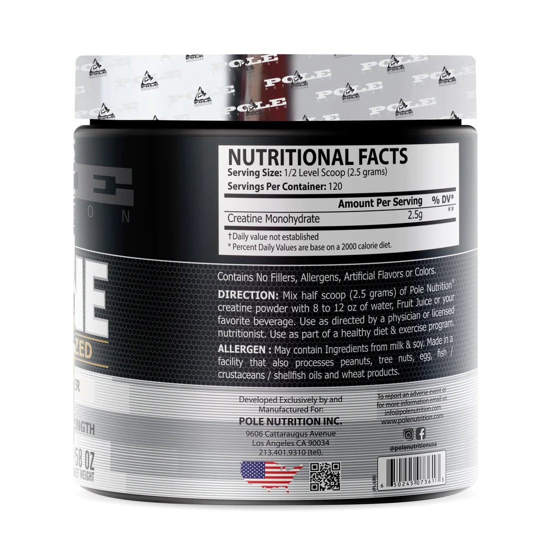 Pole Nutrition Creatine Monohydrate, 60servings