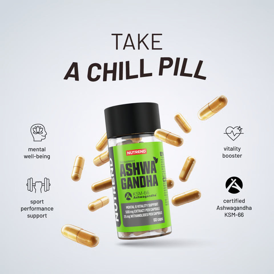 Nutrend Ashwagandha – 500 mg Adaptogenic Stress & Performance Support | 60 Capsules